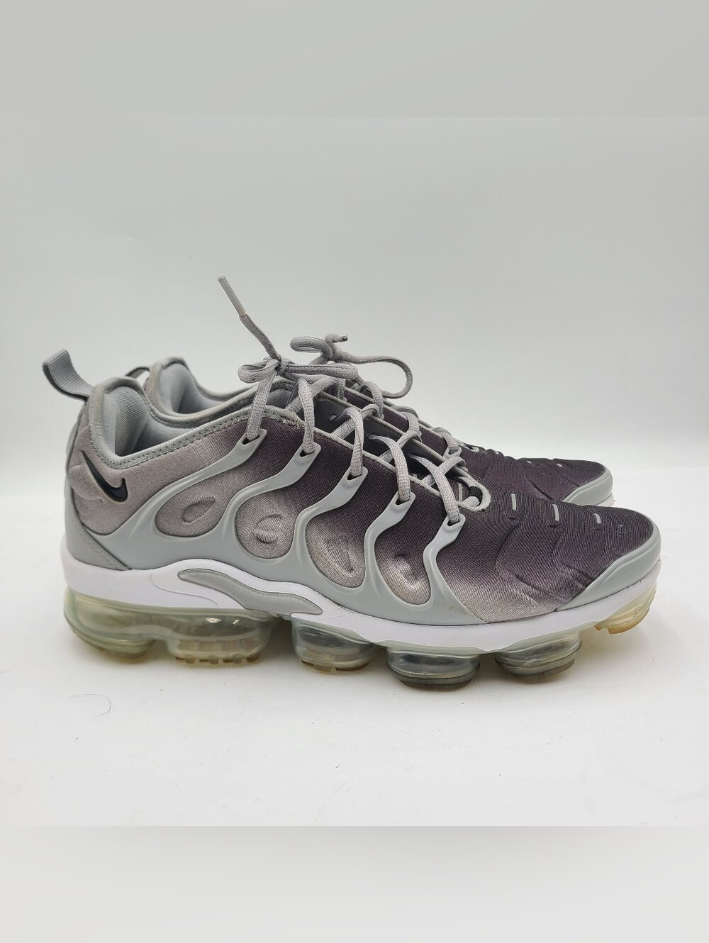 B39 Nike Air VaporMax Plus Silver Gradient Gray White Mesh 924453-007 Mens Sz 12